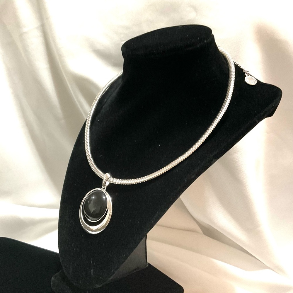 Liz Claiborne Silver tone Flat Rope Chain with Pendant Necklace - Picture 5 of 7